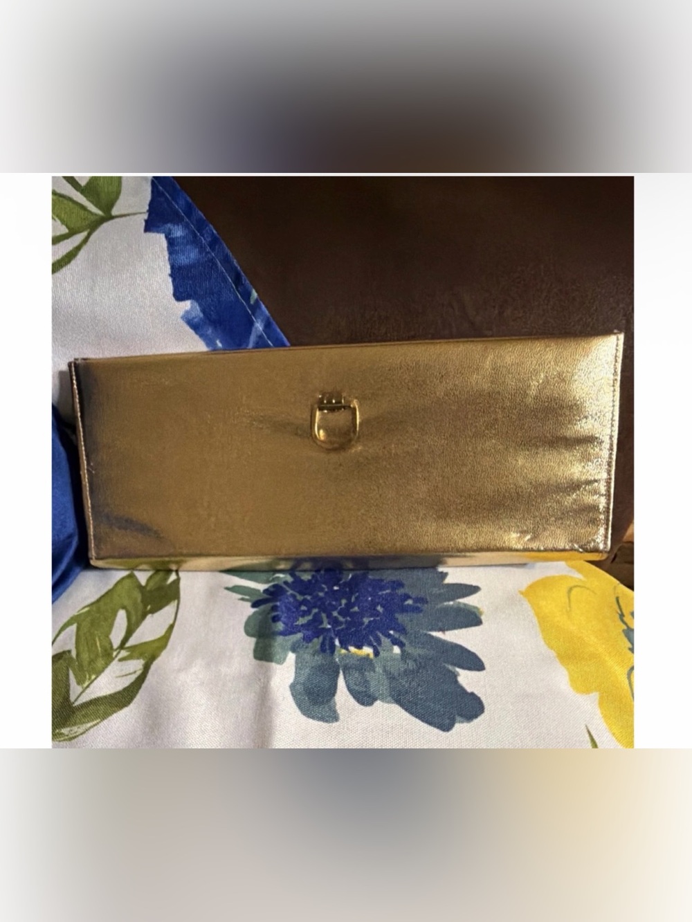 Vintage Clutch Purse Designer Rulo Gold Textured Vinyl 1950S